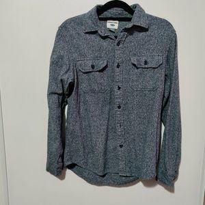 Old Navy Heather Blue Grey Regular Fit Coupe Standard Cotton Long Sleeve Collar